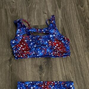 Constantly Varied Gear Starry Blue and Red Sports Bra size L